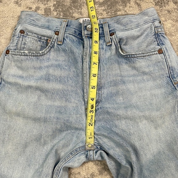 Agolde Riley High Rise Straight Crop Jeans in Shatter Light Blue Sz 24 - Picture 10 of 15